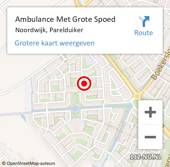 Locatie op kaart van de 112 melding: Ambulance Met Grote Spoed Naar Noordwijk, Parelduiker op 4 augustus 2021 10:58