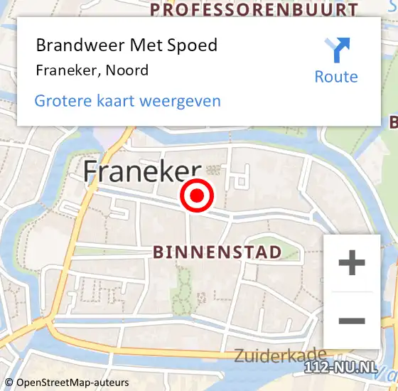 Locatie op kaart van de 112 melding: Brandweer Met Spoed Naar Franeker, Noord op 4 augustus 2021 11:03