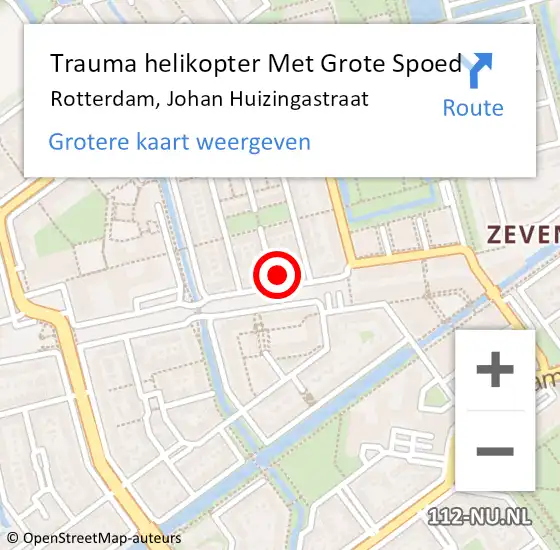 Locatie op kaart van de 112 melding: Trauma helikopter Met Grote Spoed Naar Rotterdam, Johan Huizingastraat op 4 augustus 2021 11:07