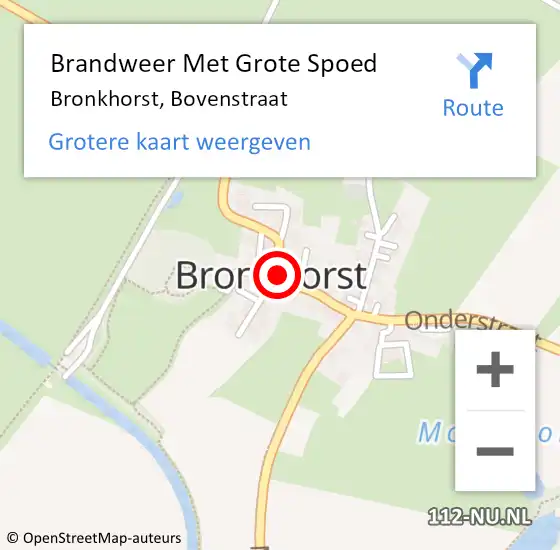 Locatie op kaart van de 112 melding: Brandweer Met Grote Spoed Naar Bronkhorst, Bovenstraat op 8 september 2013 15:14