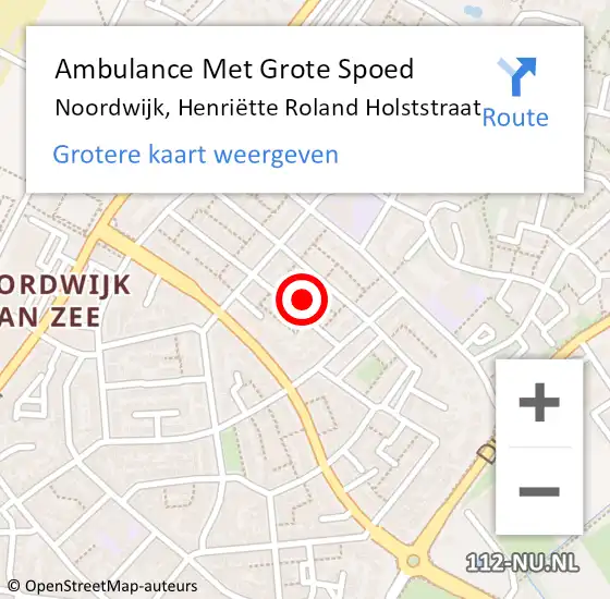 Locatie op kaart van de 112 melding: Ambulance Met Grote Spoed Naar Noordwijk, Henriëtte Roland Holststraat op 4 augustus 2021 11:30