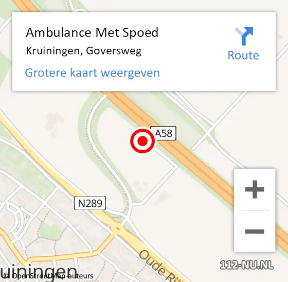 Locatie op kaart van de 112 melding: Ambulance Met Spoed Naar Kruiningen, Goversweg op 18 juni 2014 18:02