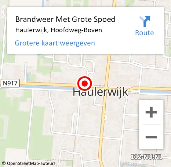 Locatie op kaart van de 112 melding: Brandweer Met Grote Spoed Naar Haulerwijk, Hoofdweg-Boven op 4 augustus 2021 11:43