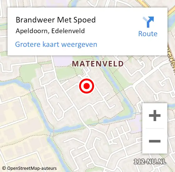 Locatie op kaart van de 112 melding: Brandweer Met Spoed Naar Apeldoorn, Edelenveld op 4 augustus 2021 12:01