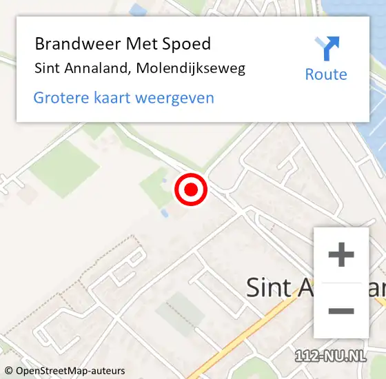 Locatie op kaart van de 112 melding: Brandweer Met Spoed Naar Sint Annaland, Molendijkseweg op 4 augustus 2021 12:28