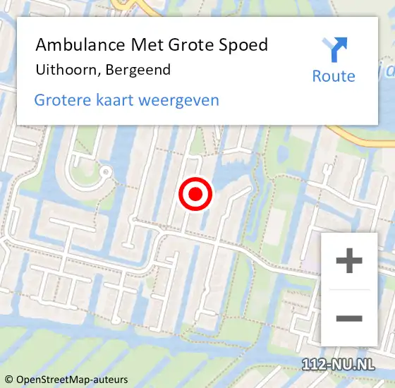 Locatie op kaart van de 112 melding: Ambulance Met Grote Spoed Naar Uithoorn, Bergeend op 4 augustus 2021 12:30