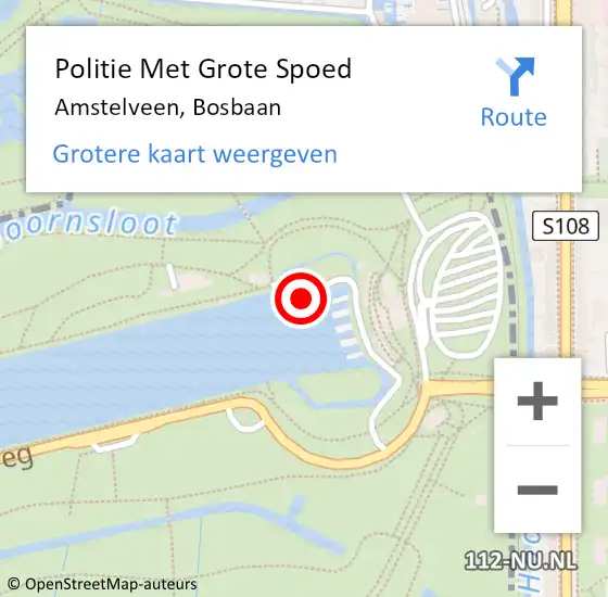 Locatie op kaart van de 112 melding: Politie Met Grote Spoed Naar Amstelveen, Bosbaan op 4 augustus 2021 12:38