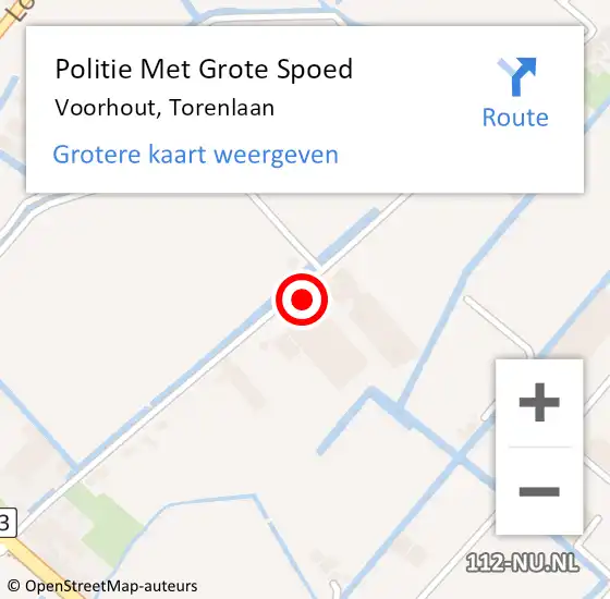 Locatie op kaart van de 112 melding: Politie Met Grote Spoed Naar Voorhout, Torenlaan op 4 augustus 2021 12:53