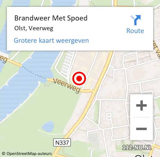 Locatie op kaart van de 112 melding: Brandweer Met Spoed Naar Olst, Veerweg op 4 augustus 2021 12:55