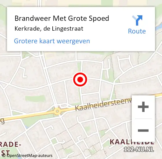 Locatie op kaart van de 112 melding: Brandweer Met Grote Spoed Naar Kerkrade, de Lingestraat op 4 augustus 2021 12:57