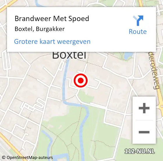 Locatie op kaart van de 112 melding: Brandweer Met Spoed Naar Boxtel, Burgakker op 4 augustus 2021 13:00