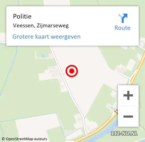 Locatie op kaart van de 112 melding: Politie Veessen, Zijmarseweg op 4 augustus 2021 13:01