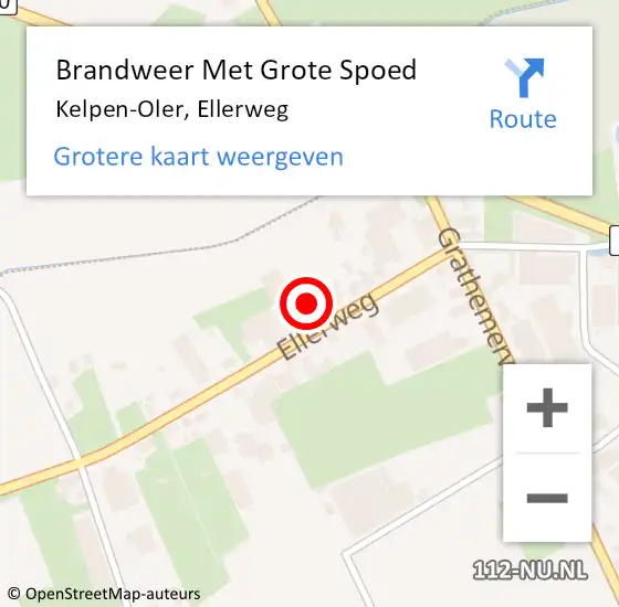 Locatie op kaart van de 112 melding: Brandweer Met Grote Spoed Naar Kelpen-Oler, Ellerweg op 4 augustus 2021 13:04