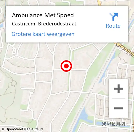 Locatie op kaart van de 112 melding: Ambulance Met Spoed Naar Castricum, Brederodestraat op 4 augustus 2021 13:22