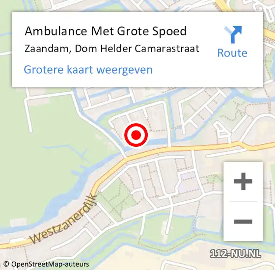 Locatie op kaart van de 112 melding: Ambulance Met Grote Spoed Naar Zaandam, Dom Helder Camarastraat op 4 augustus 2021 13:29