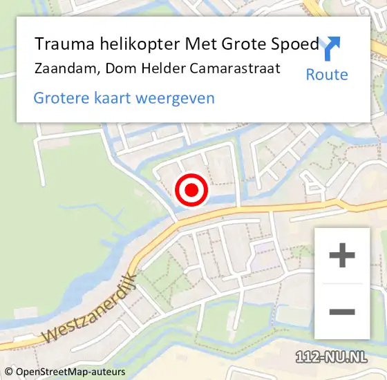 Locatie op kaart van de 112 melding: Trauma helikopter Met Grote Spoed Naar Zaandam, Dom Helder Camarastraat op 4 augustus 2021 13:31