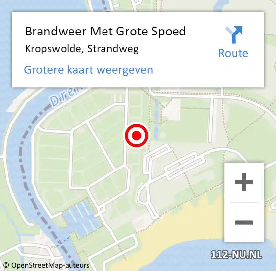 Locatie op kaart van de 112 melding: Brandweer Met Grote Spoed Naar Kropswolde, Strandweg op 4 augustus 2021 13:49
