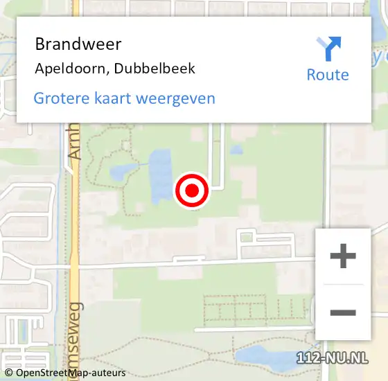 Locatie op kaart van de 112 melding: Brandweer Apeldoorn, Dubbelbeek op 4 augustus 2021 13:52