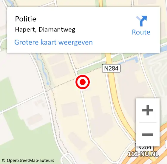 Locatie op kaart van de 112 melding: Politie Hapert, Diamantweg op 4 augustus 2021 13:53