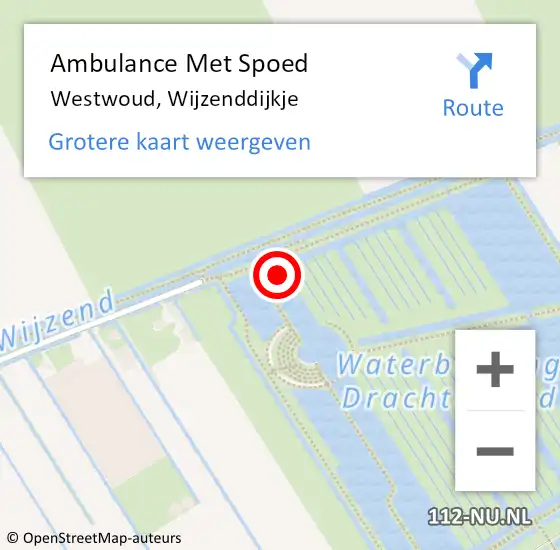 Locatie op kaart van de 112 melding: Ambulance Met Spoed Naar Westwoud, Wijzenddijkje op 4 augustus 2021 13:59
