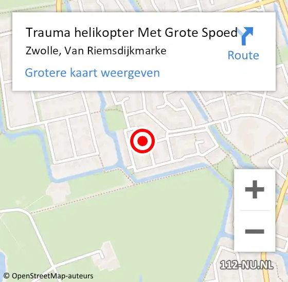 Locatie op kaart van de 112 melding: Trauma helikopter Met Grote Spoed Naar Zwolle, Van Riemsdijkmarke op 4 augustus 2021 14:08