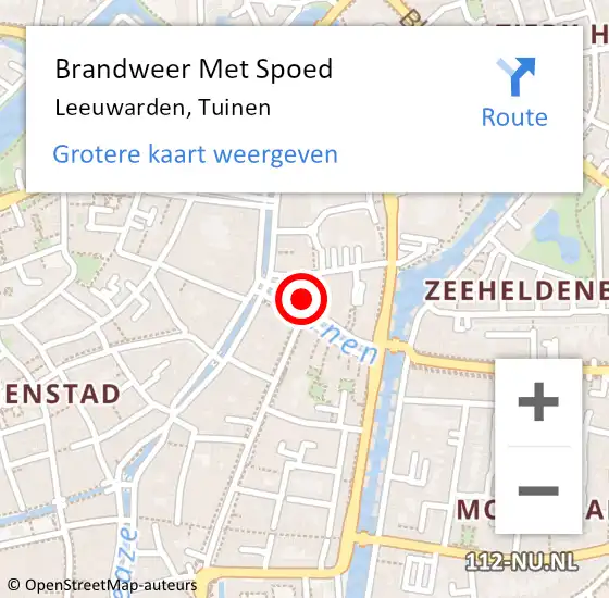 Locatie op kaart van de 112 melding: Brandweer Met Spoed Naar Leeuwarden, Tuinen op 4 augustus 2021 14:31