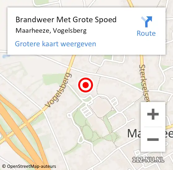 Locatie op kaart van de 112 melding: Brandweer Met Grote Spoed Naar Maarheeze, Vogelsberg op 4 augustus 2021 14:47