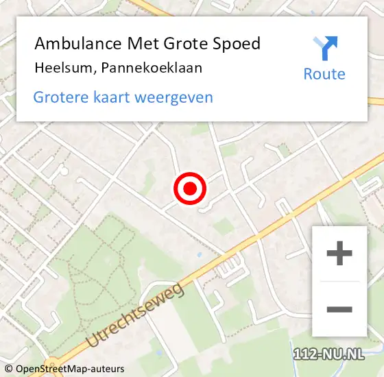 Locatie op kaart van de 112 melding: Ambulance Met Grote Spoed Naar Heelsum, Pannekoeklaan op 4 augustus 2021 14:52