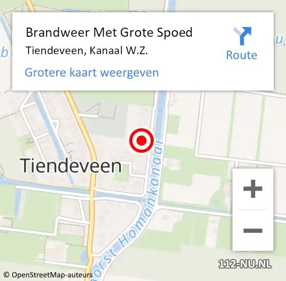 Locatie op kaart van de 112 melding: Brandweer Met Grote Spoed Naar Tiendeveen, Kanaal W.Z. op 4 augustus 2021 14:57