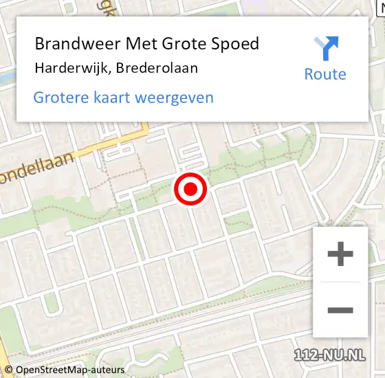 Locatie op kaart van de 112 melding: Brandweer Met Grote Spoed Naar Harderwijk, Brederolaan op 4 augustus 2021 14:58