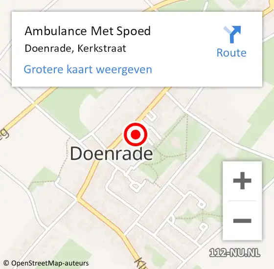 Locatie op kaart van de 112 melding: Ambulance Met Spoed Naar Doenrade, Kerkstraat op 18 juni 2014 18:45