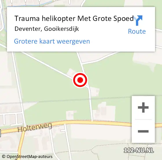 Locatie op kaart van de 112 melding: Trauma helikopter Met Grote Spoed Naar Deventer, Gooikersdijk op 4 augustus 2021 15:17