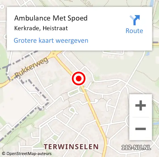 Locatie op kaart van de 112 melding: Ambulance Met Spoed Naar Kerkrade, Heistraat op 18 juni 2014 18:48