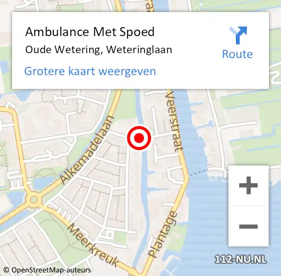 Locatie op kaart van de 112 melding: Ambulance Met Spoed Naar Oude Wetering, Weteringlaan op 4 augustus 2021 15:32