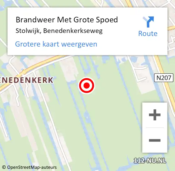 Locatie op kaart van de 112 melding: Brandweer Met Grote Spoed Naar Stolwijk, Benedenkerkseweg op 4 augustus 2021 15:33