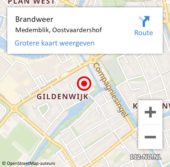 Locatie op kaart van de 112 melding: Brandweer Medemblik, Oostvaardershof op 4 augustus 2021 15:39