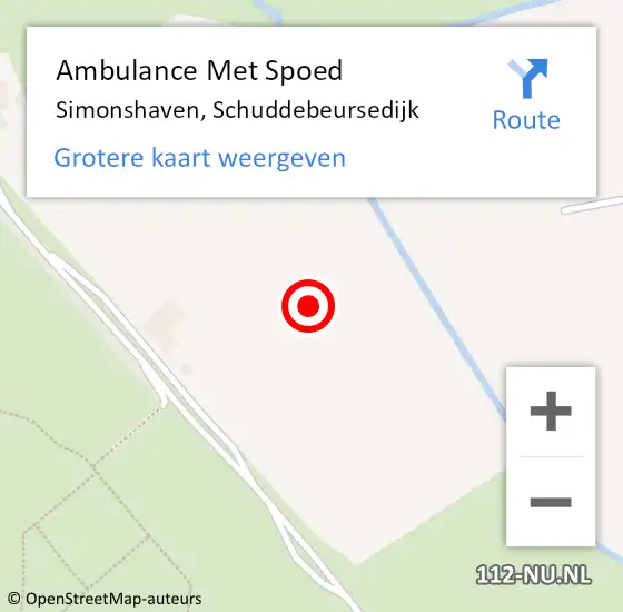 Locatie op kaart van de 112 melding: Ambulance Met Spoed Naar Simonshaven, Schuddebeursedijk op 4 augustus 2021 16:19