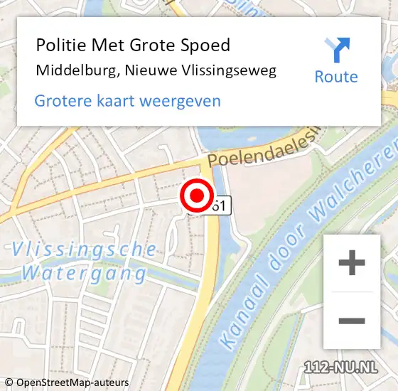 Locatie op kaart van de 112 melding: Politie Met Grote Spoed Naar Middelburg, Nieuwe Vlissingseweg op 4 augustus 2021 16:36