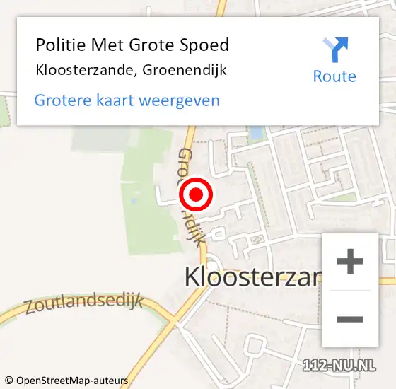 Locatie op kaart van de 112 melding: Politie Met Grote Spoed Naar Kloosterzande, Groenendijk op 4 augustus 2021 16:44
