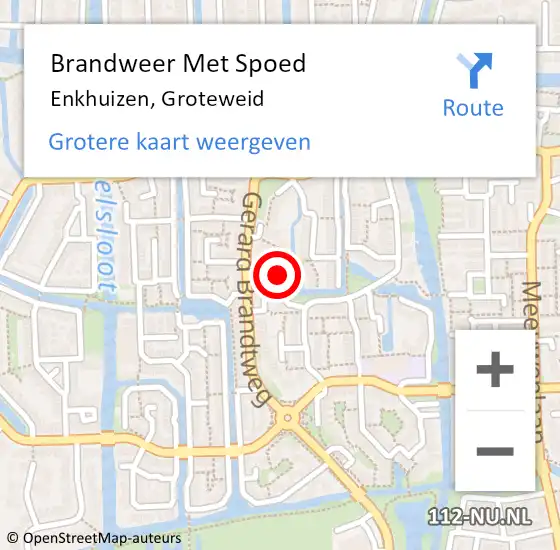 Locatie op kaart van de 112 melding: Brandweer Met Spoed Naar Enkhuizen, Groteweid op 4 augustus 2021 17:02