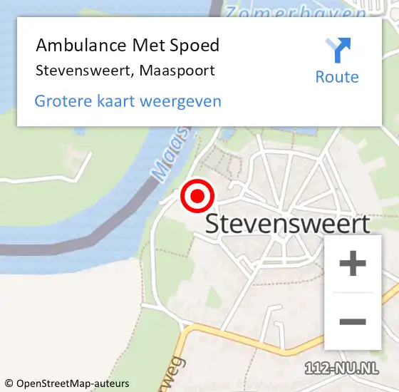 Locatie op kaart van de 112 melding: Ambulance Met Spoed Naar Stevensweert, Maaspoort op 4 augustus 2021 17:05