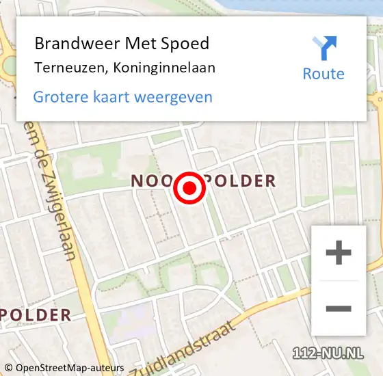 Locatie op kaart van de 112 melding: Brandweer Met Spoed Naar Terneuzen, Koninginnelaan op 4 augustus 2021 17:10