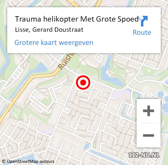 Locatie op kaart van de 112 melding: Trauma helikopter Met Grote Spoed Naar Lisse, Gerard Doustraat op 4 augustus 2021 17:10