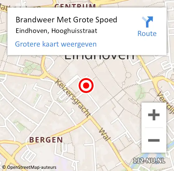 Locatie op kaart van de 112 melding: Brandweer Met Grote Spoed Naar Eindhoven, Hooghuisstraat op 4 augustus 2021 17:21