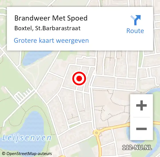 Locatie op kaart van de 112 melding: Brandweer Met Spoed Naar Boxtel, St.Barbarastraat op 4 augustus 2021 17:42