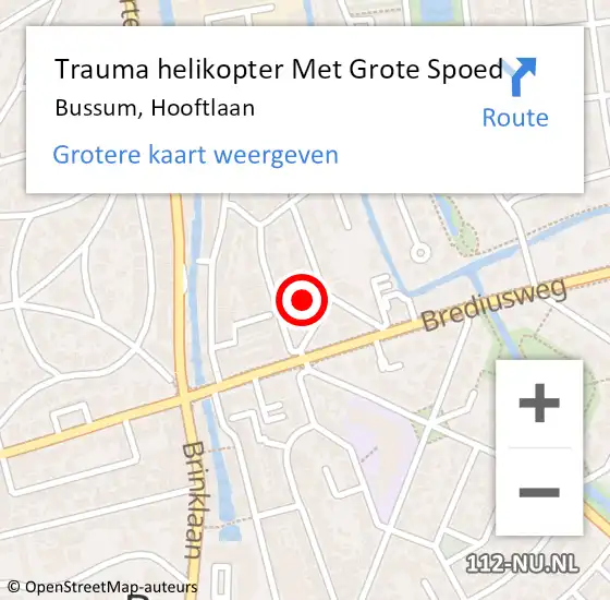 Locatie op kaart van de 112 melding: Trauma helikopter Met Grote Spoed Naar Bussum, Hooftlaan op 4 augustus 2021 17:52