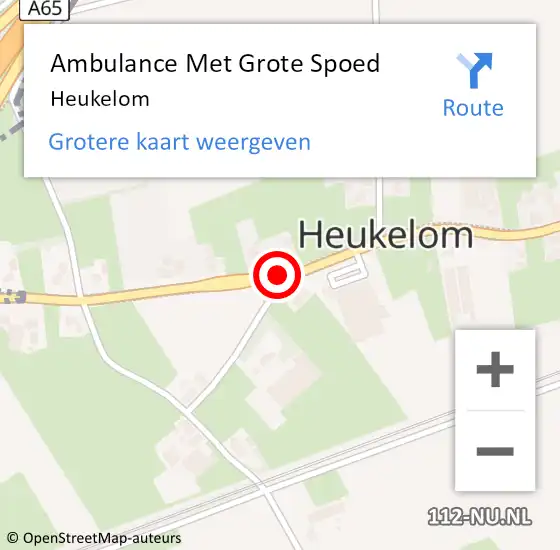 Locatie op kaart van de 112 melding: Ambulance Met Grote Spoed Naar Heukelom op 4 augustus 2021 17:52