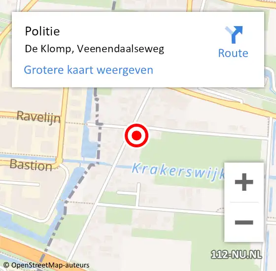 Locatie op kaart van de 112 melding: Politie De Klomp, Veenendaalseweg op 4 augustus 2021 17:52