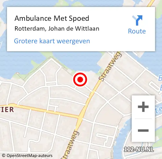 Locatie op kaart van de 112 melding: Ambulance Met Spoed Naar Rotterdam, Johan de Wittlaan op 4 augustus 2021 18:22