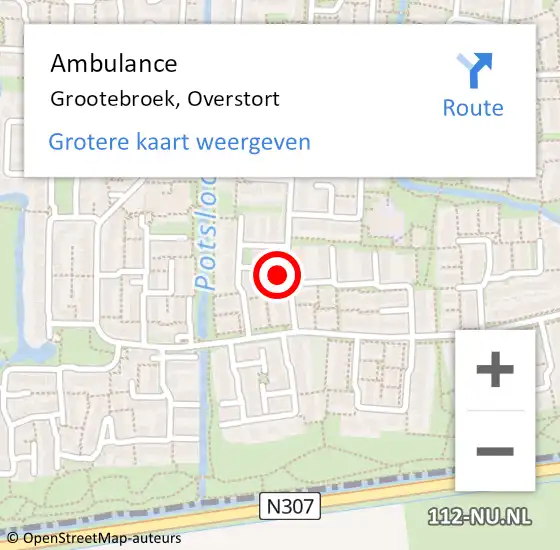 Locatie op kaart van de 112 melding: Ambulance Grootebroek, Overstort op 4 augustus 2021 18:50